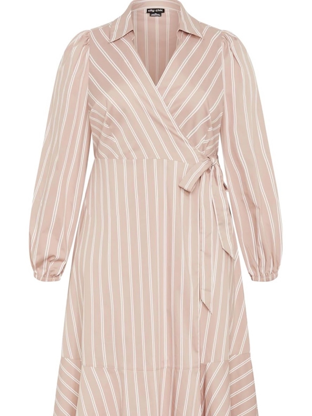 City Chic Striped Wrap Midi Dress *NWT